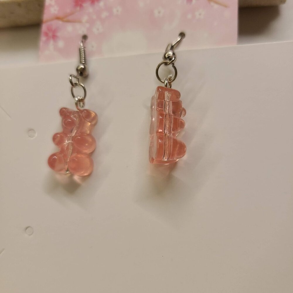 PEACH GUMMY BEAR EARRINGS - Picture 2 of 2